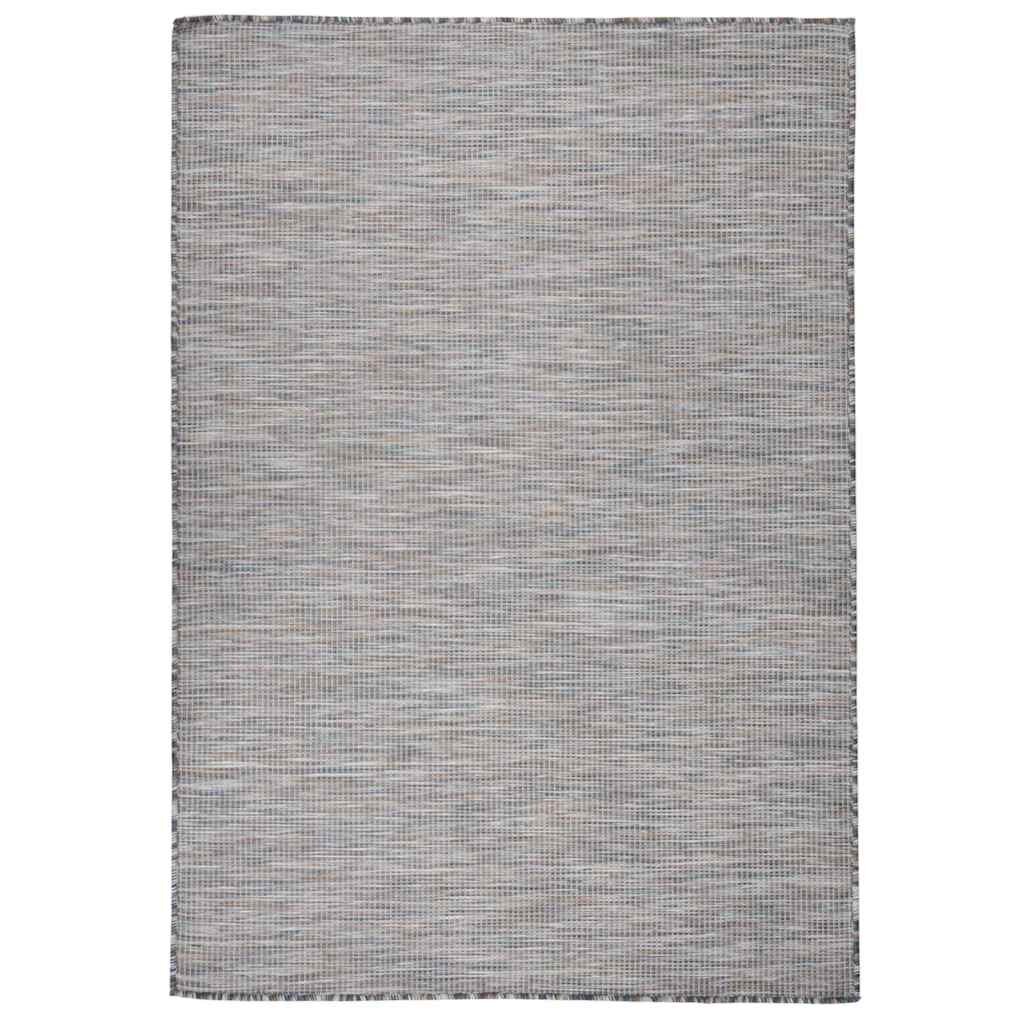 vidaXL Градински плоскотъкан килим 160x230 см кафяво и синьо