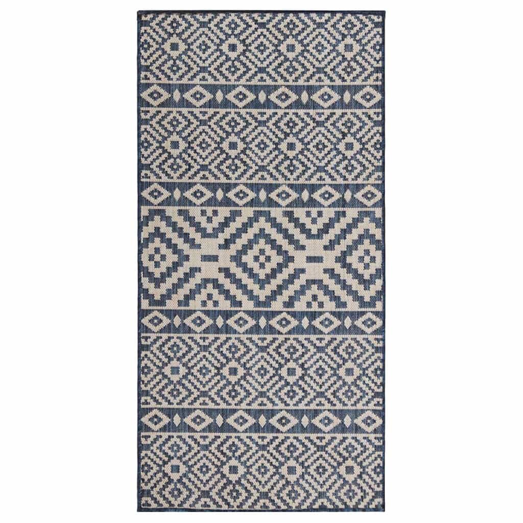 vidaXL Градински плоскотъкан килим 80x150 см сини шевици