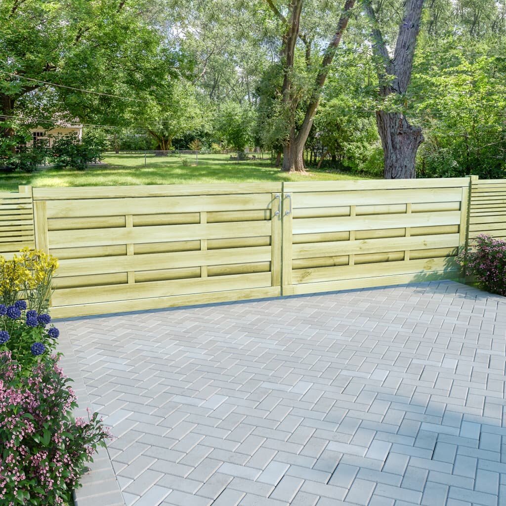 vidaXL Градински порти 2 бр бор зелена импрегнация 150x75 см