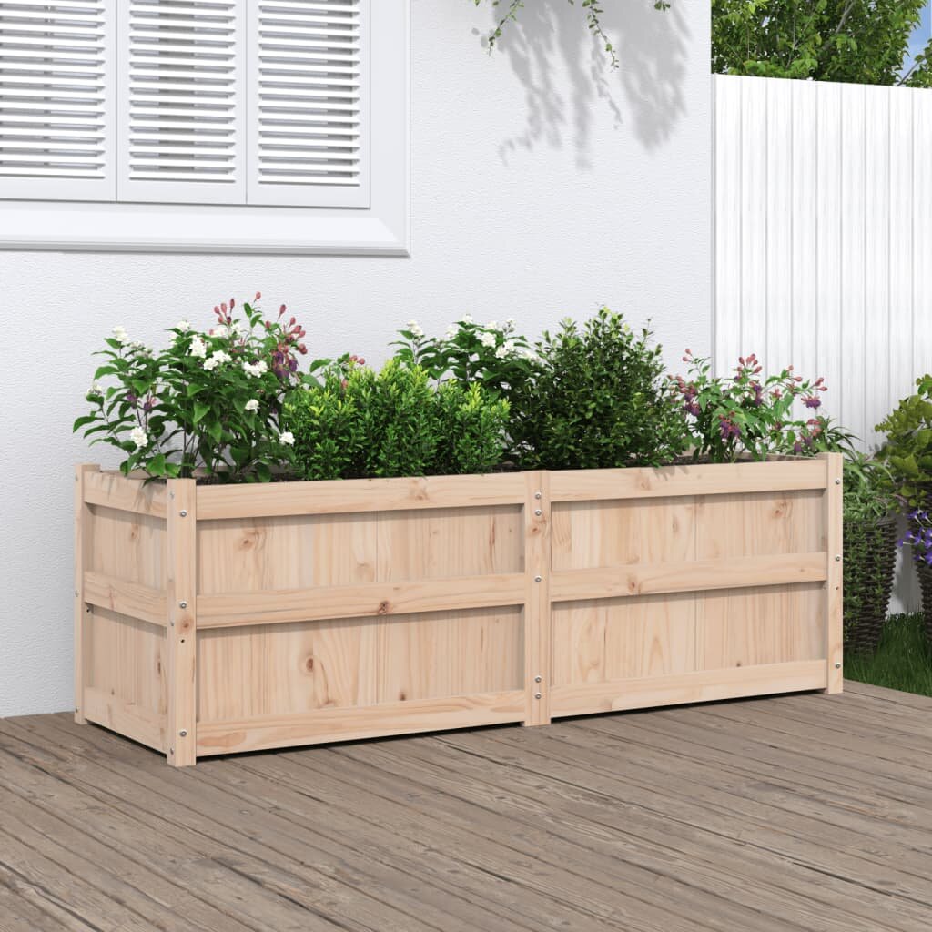 vidaXL Градински сандък 150x50x50 см борово дърво масив