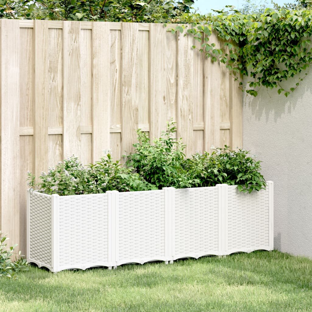 vidaXL Градински сандък бял 160x40x53 см PP