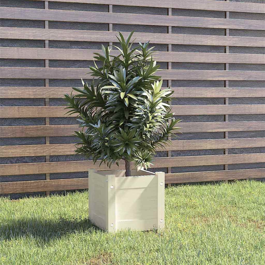 vidaXL Градински сандък бял 31x31x31 см бор масив
