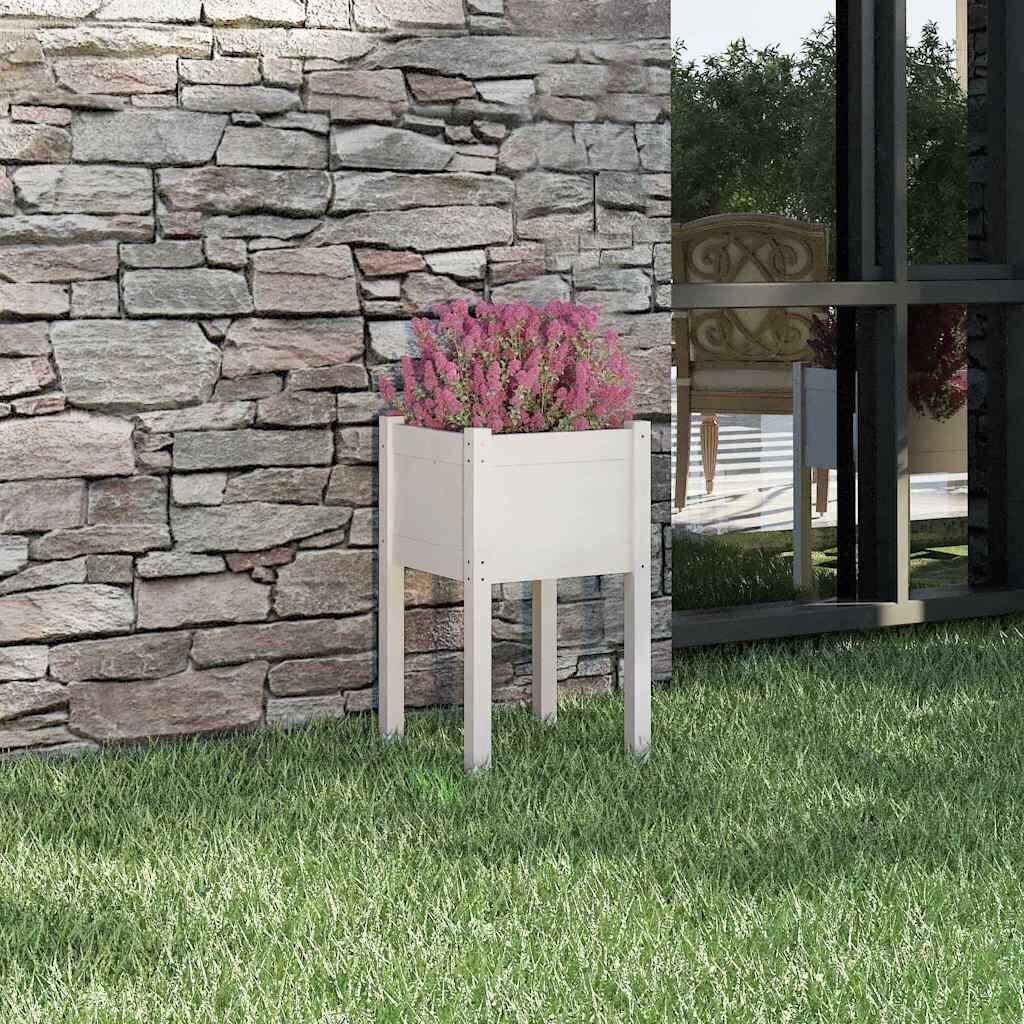 vidaXL Градински сандък бял 40x40x70 см бор масив