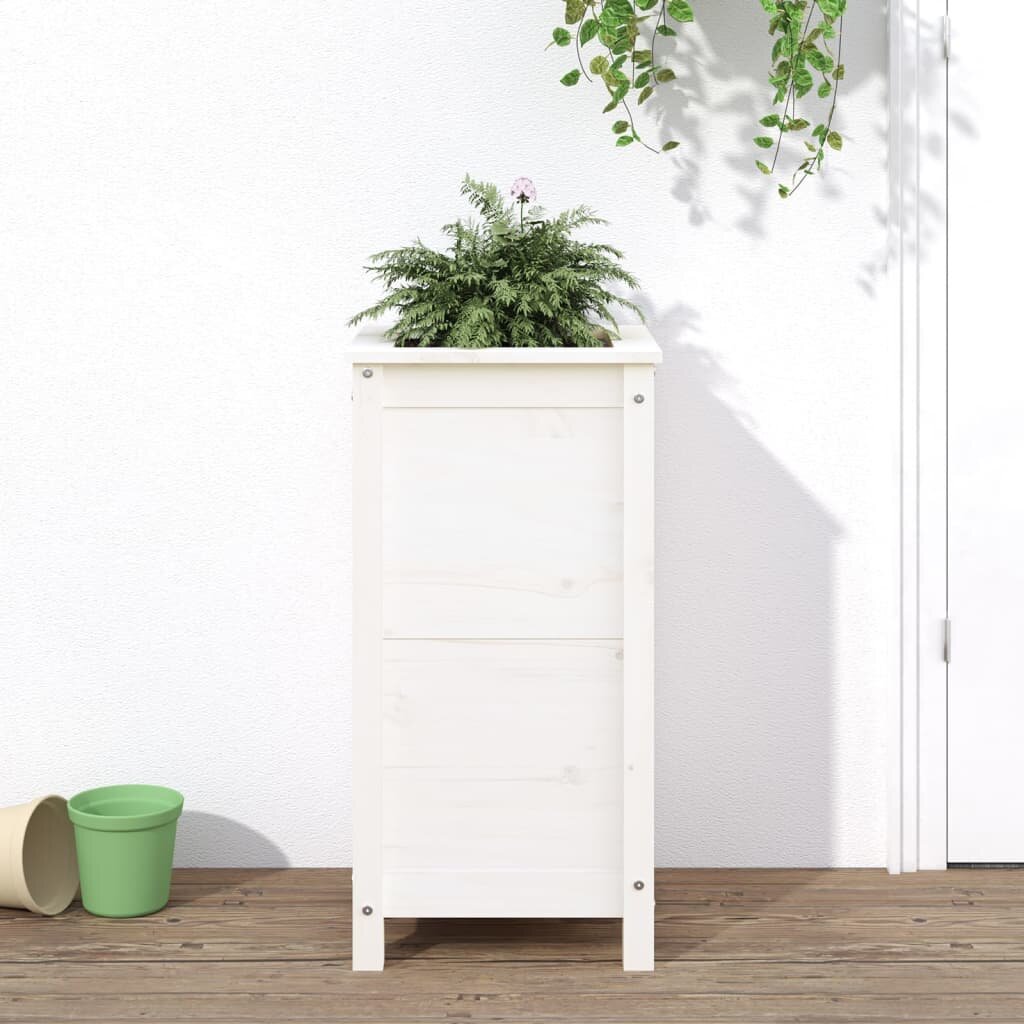 vidaXL Градински сандък бял 40x40x78 см масивна борова дървесина