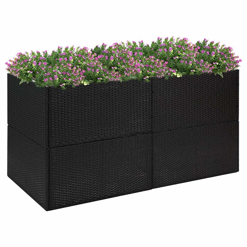 vidaXL Градински сандък черен 157x80x80 см полиратан