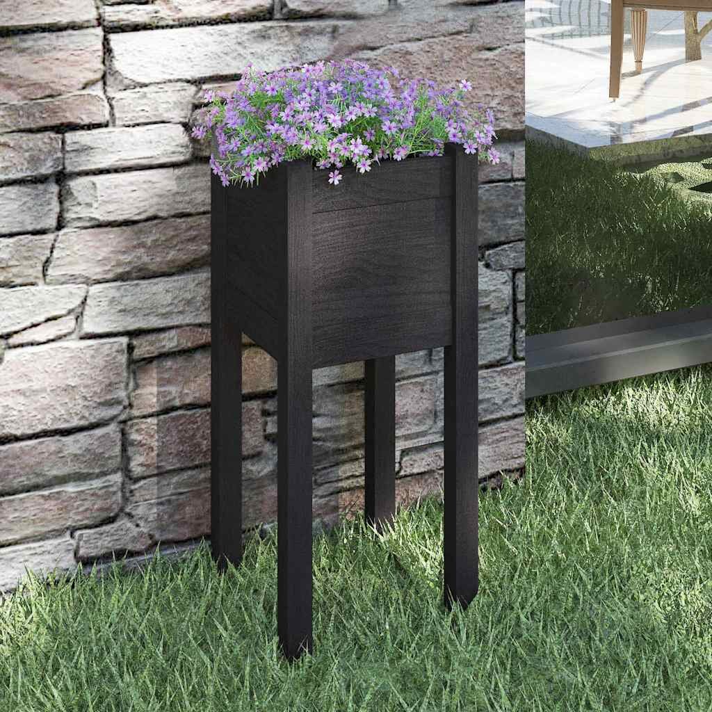 vidaXL Градински сандък черен 31x31x70 см борово дърво масив