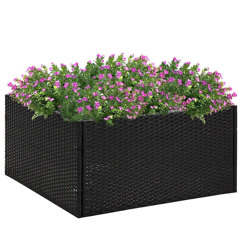 vidaXL Градински сандък черен 80x80x40 см полиратан