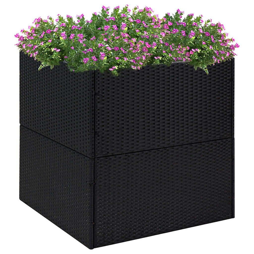 vidaXL Градински сандък черен 80x80x80 см полиратан