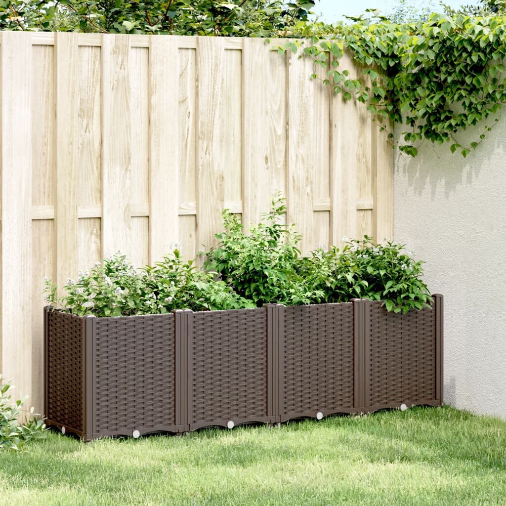 vidaXL Градински сандък кафяв 160x40x53 см PP