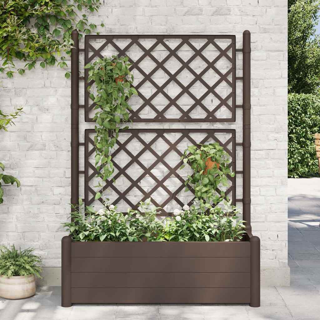 vidaXL Градински сандък с пергола 100x43x142 см РР мока