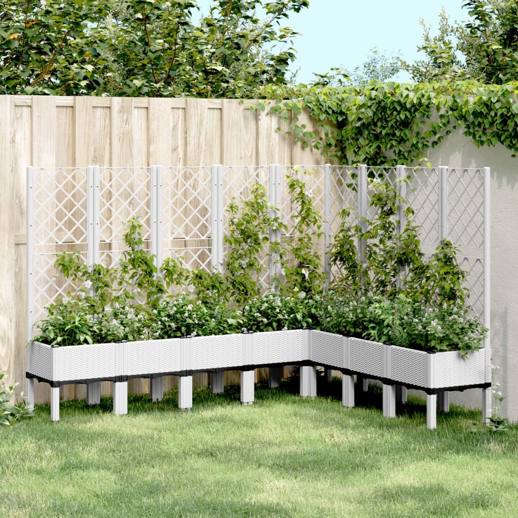 vidaXL Градински сандък с пергола бял 200x160x142 см PP