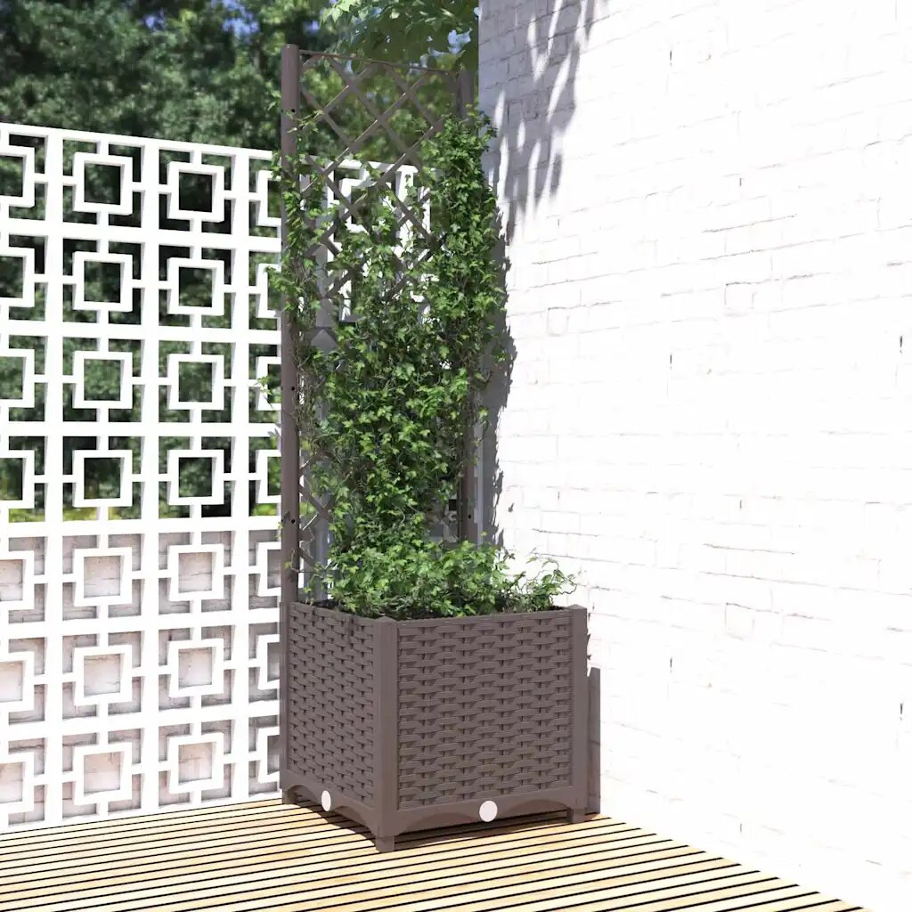 vidaXL Градински сандък с пергола кафяв 40x40x136 см PP