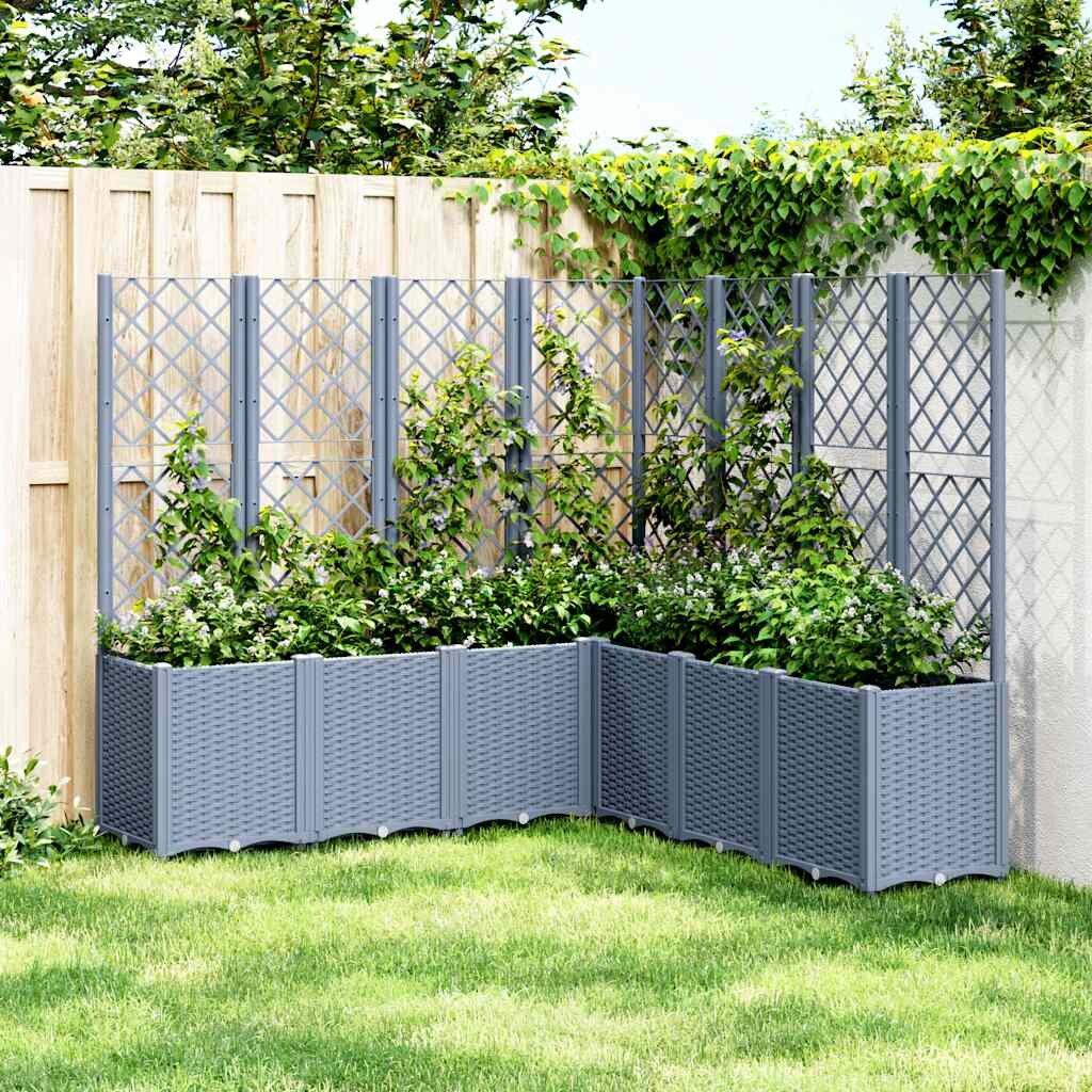 vidaXL Градински сандък с пергола синьо сив 160x160x140 см PP