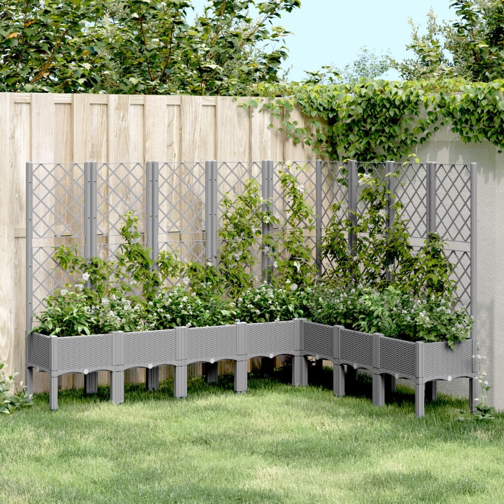 vidaXL Градински сандък с пергола светлосив 200x160x142 см PP