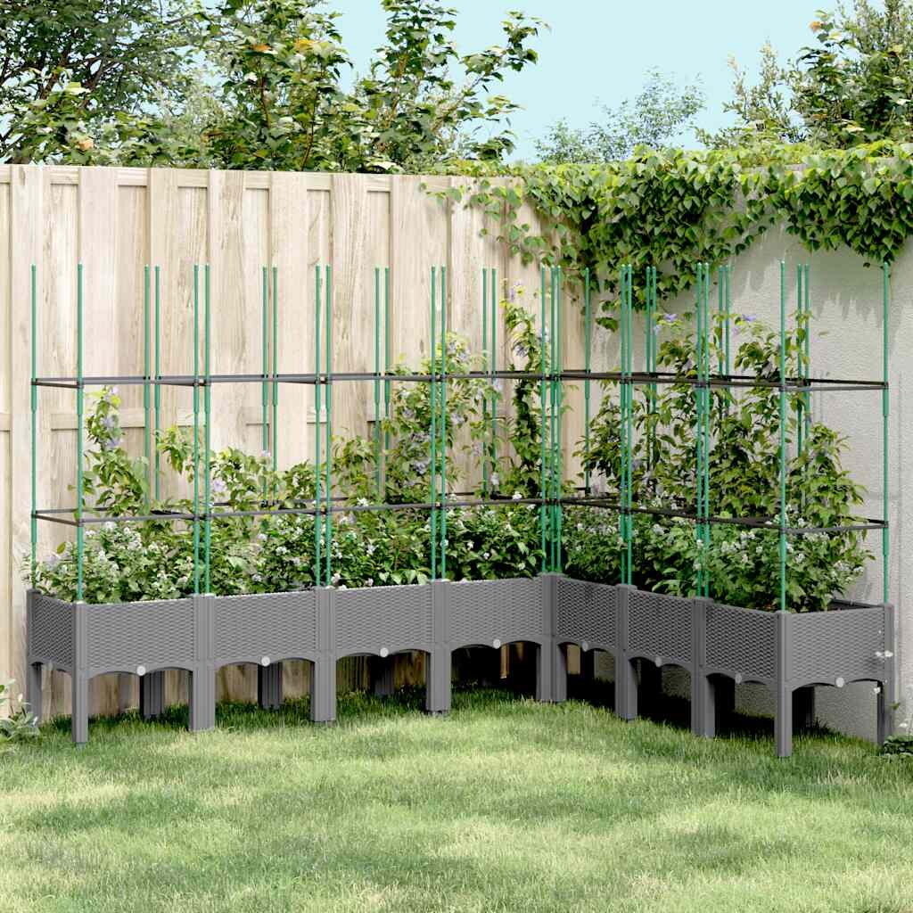 vidaXL Градински сандък с пергола светлосив 200x160x1425 см PP