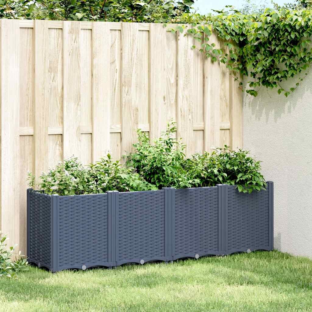 vidaXL Градински сандък синьо сив 160x40x53 см PP