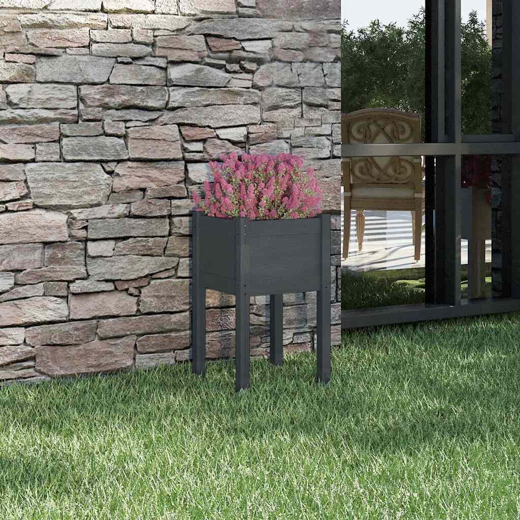 vidaXL Градински сандък сив 40x40x70 см бор масив