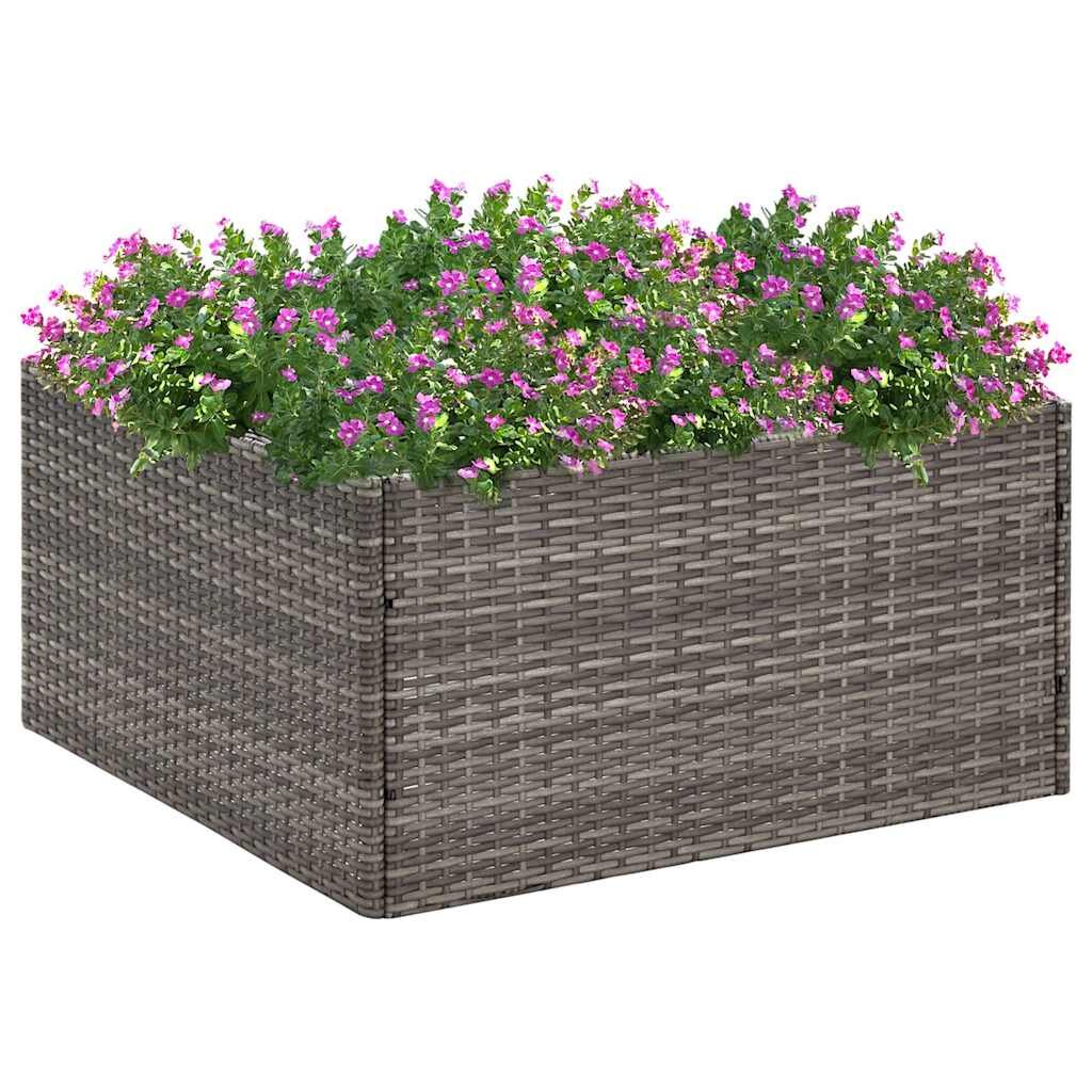 vidaXL Градински сандък сив 80x80x40 см полиратан
