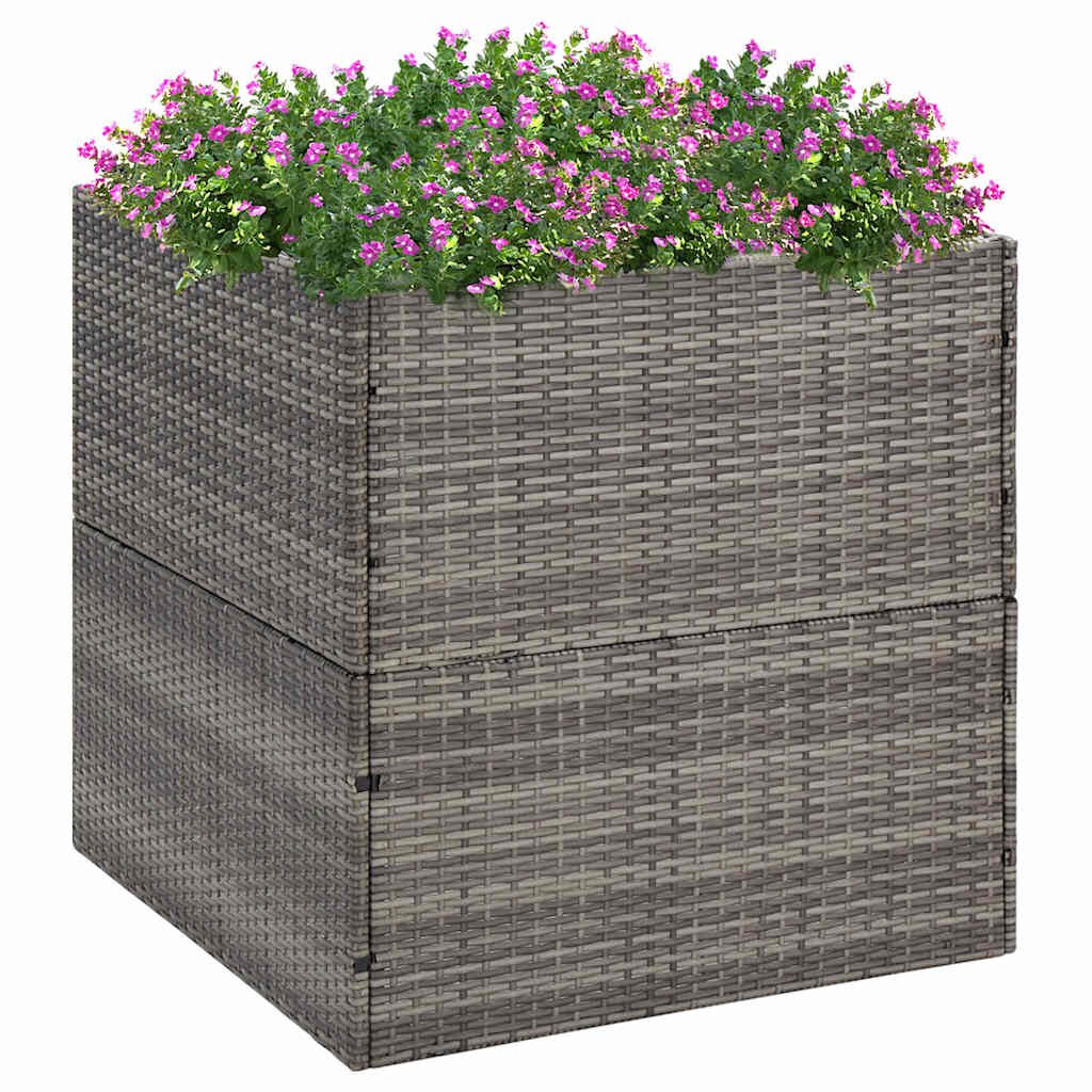 vidaXL Градински сандък сив 80x80x80 см полиратан