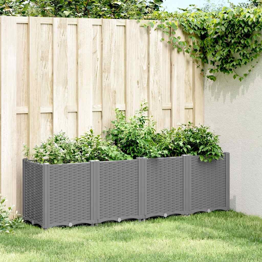 vidaXL Градински сандък светлосив 160x40x53 см PP