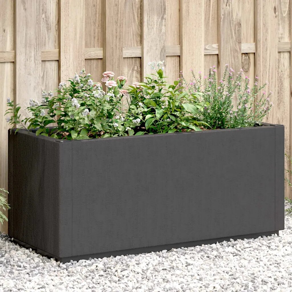 vidaXL Градински сандък тъмносив 80x36x35 см PP
