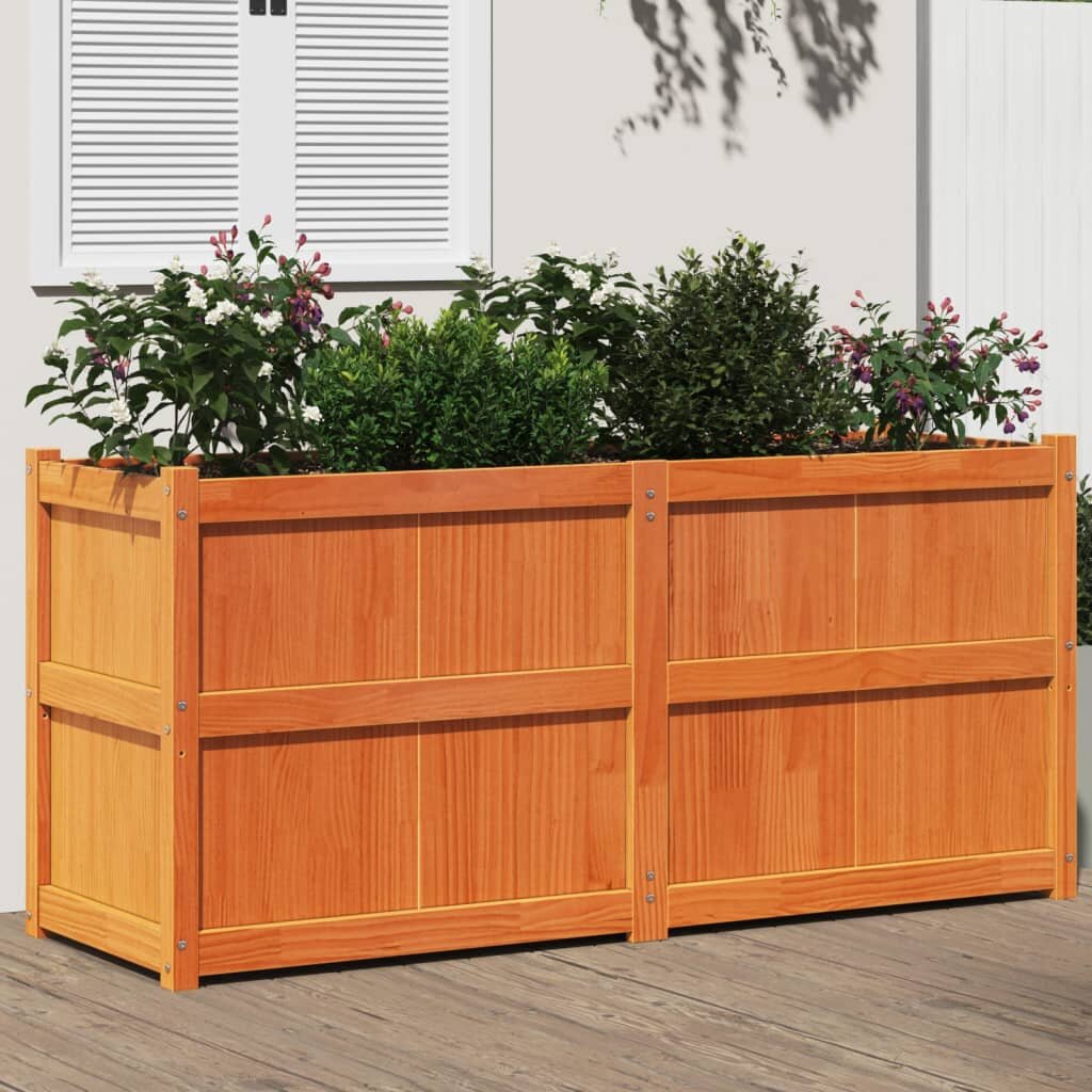 vidaXL Градински сандък восъчнокафяв 150x50x70 см борово дърво масив