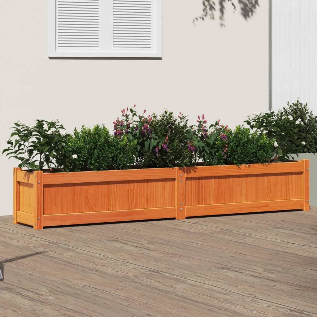 vidaXL Градински сандък восъчнокафяв 180x31x31 см борово дърво масив