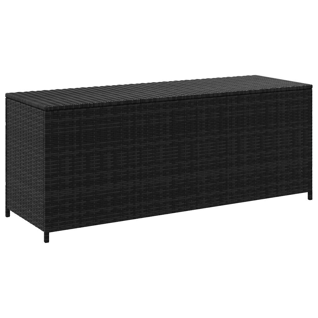 vidaXL Градински сандък за съхранение черен 150x50x60 см полиратан