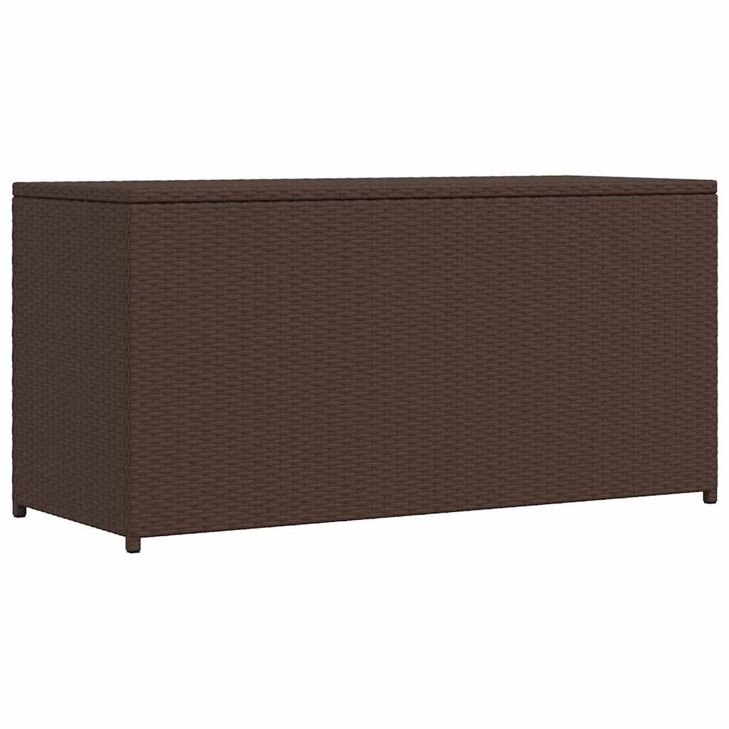 vidaXL Градински сандък за съхранение кафяв 120x50x60 см полиратан
