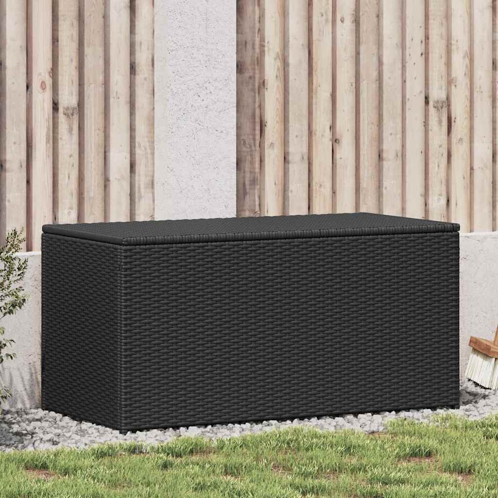 vidaXL Градински сандък за съхранение полиратан 100x50x50 см черен