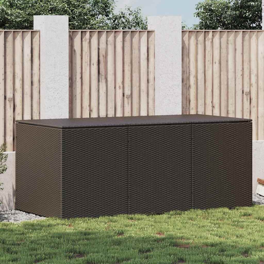 vidaXL Градински сандък за съхранение полиратан 180x90x70 см кафяв