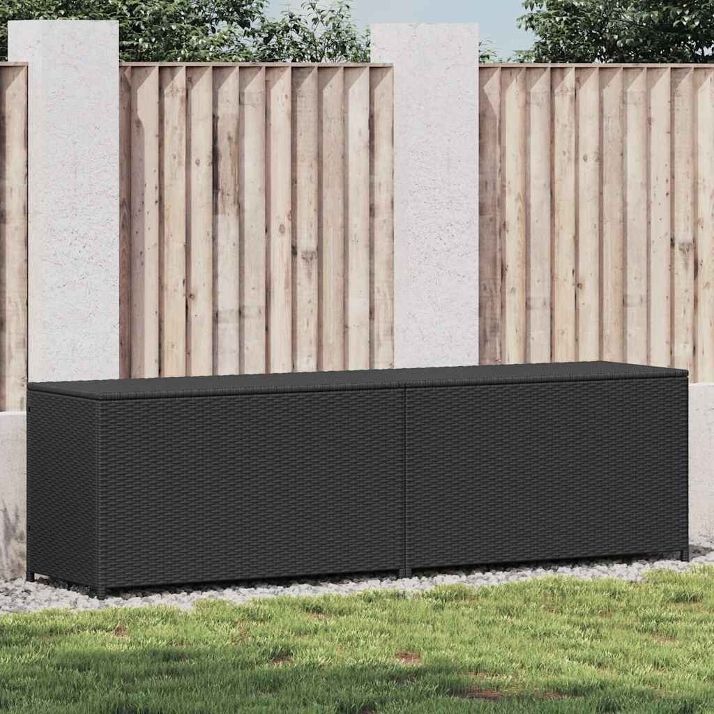 vidaXL Градински сандък за съхранение полиратан 200x50x60 см черен