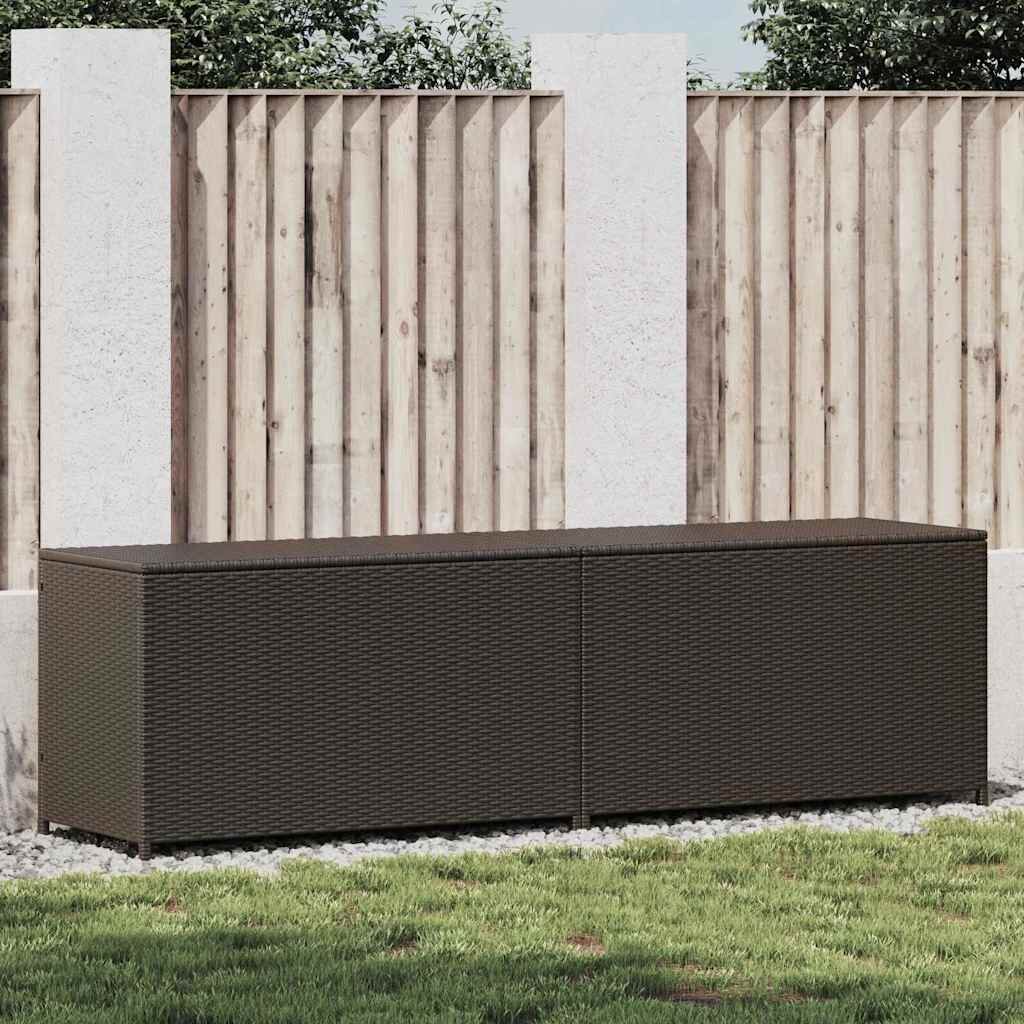 vidaXL Градински сандък за съхранение полиратан 200x50x60 см кафяв