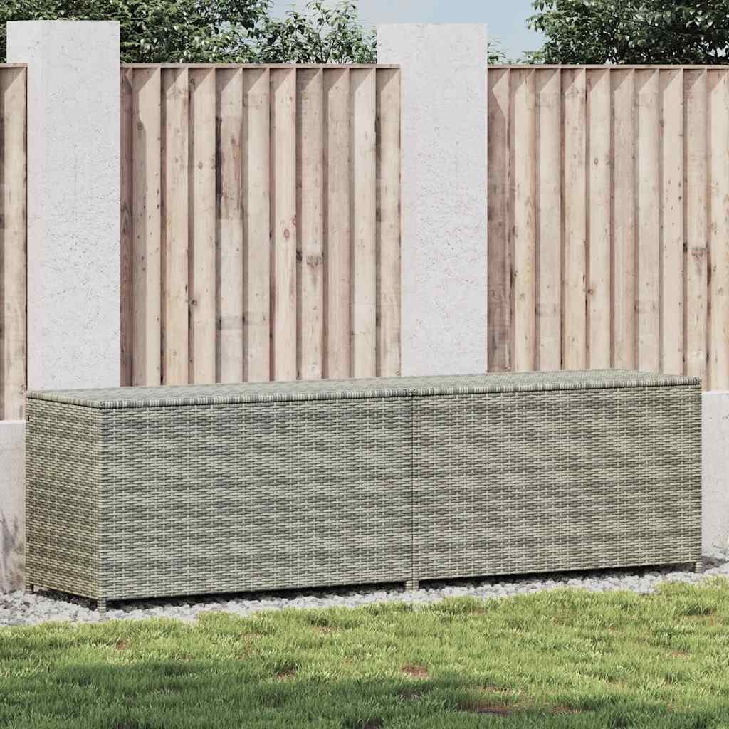 vidaXL Градински сандък за съхранение полиратан 200x50x60 см сив