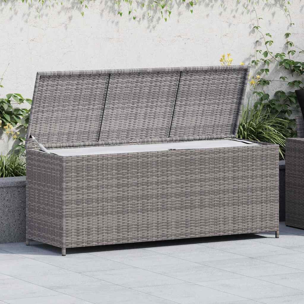 vidaXL Градински сандък за съхранение сив 150x50x60 см полиратан