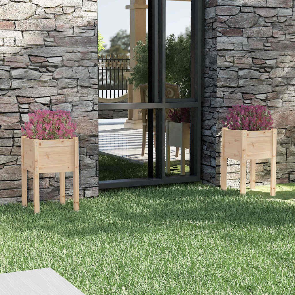 vidaXL Градински сандъци 2 бр 40x40x70 см борово дърво масив