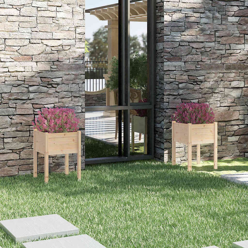 vidaXL Градински сандъци 2 бр 50x50x70 см борово дърво масив