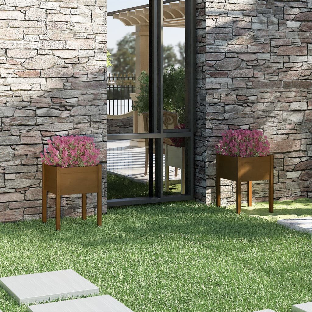 vidaXL Градински сандъци 2 бр меденокафяви 50x50x70 см бор масив