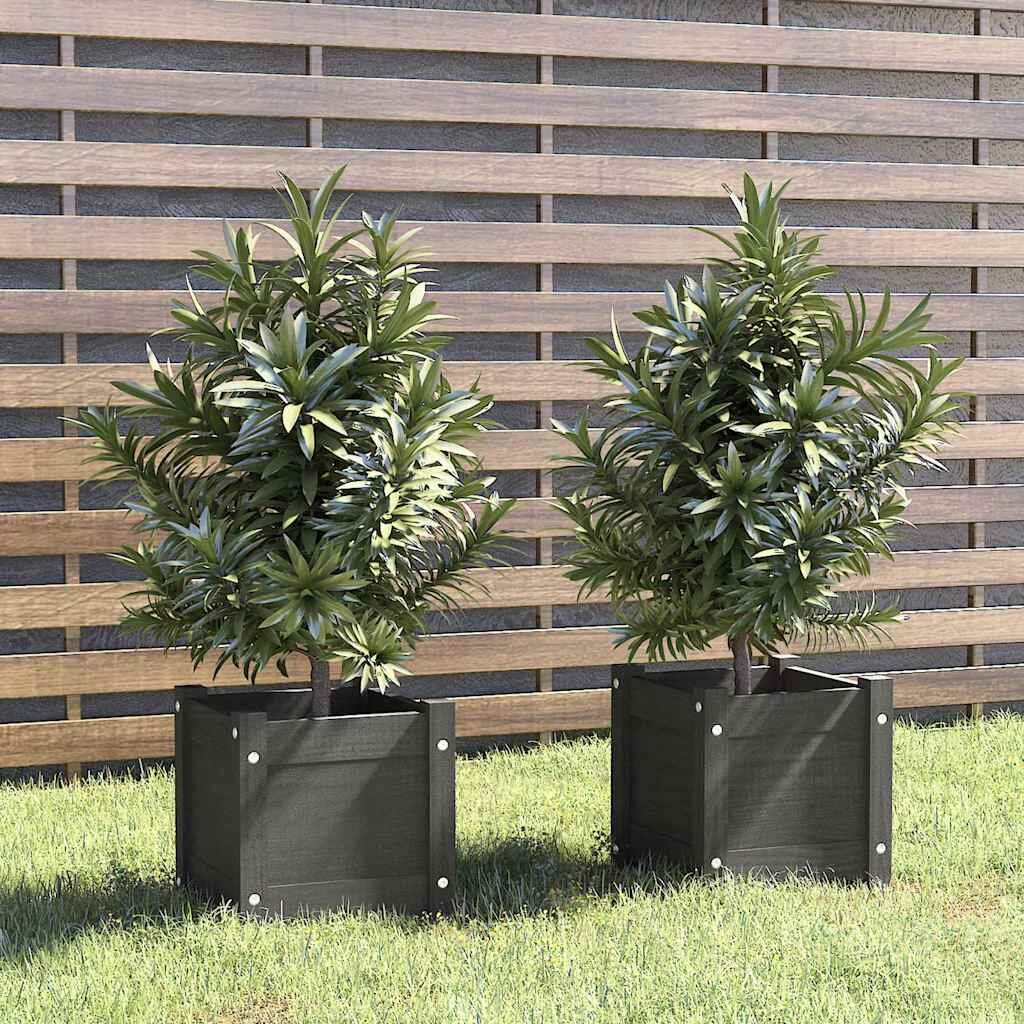 vidaXL Градински сандъци 2 бр сиви 31x31x31 см бор масив