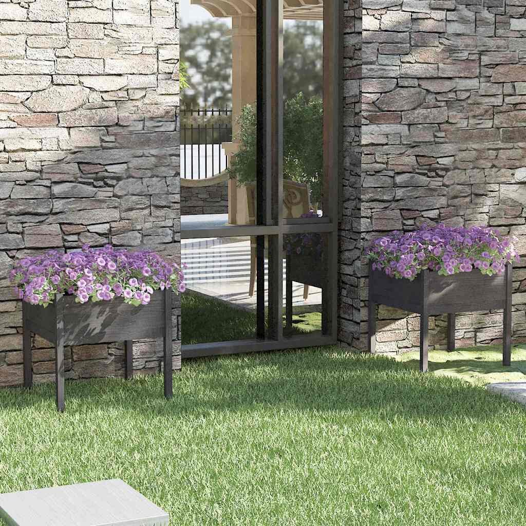 vidaXL Градински сандъци 2 бр сиви 70x70x70 см бор масив