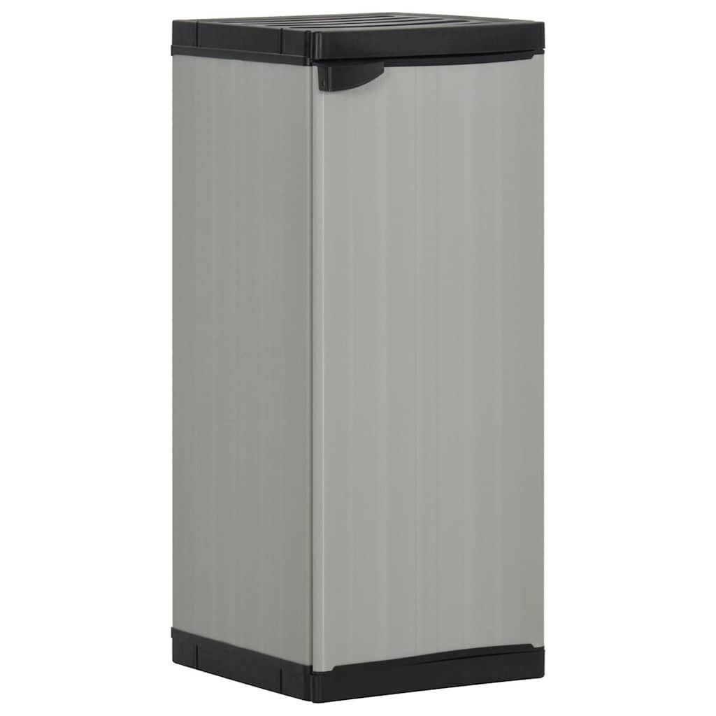 vidaXL Градински шкаф за съхранение с 1 рафт сиво-черен 35x40x85 см