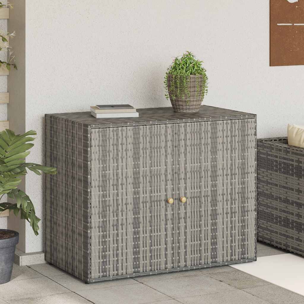 vidaXL Градински шкаф за съхранение сив 100x555x80 см полиратан