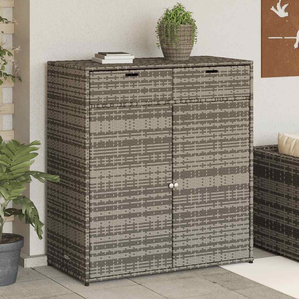 vidaXL Градински шкаф за съхранение сив 105x55x113 см полиратан