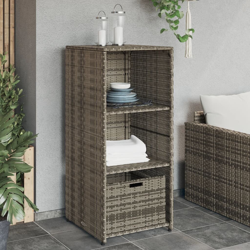 vidaXL Градински шкаф за съхранение сив 50x55x115 см полиратан