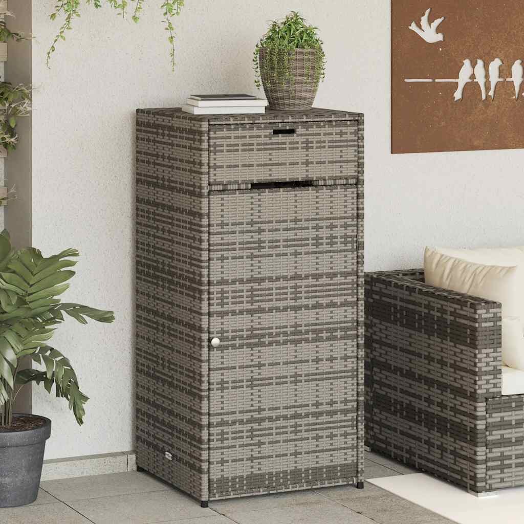 vidaXL Градински шкаф за съхранение сив 55x55x111 см полиратан