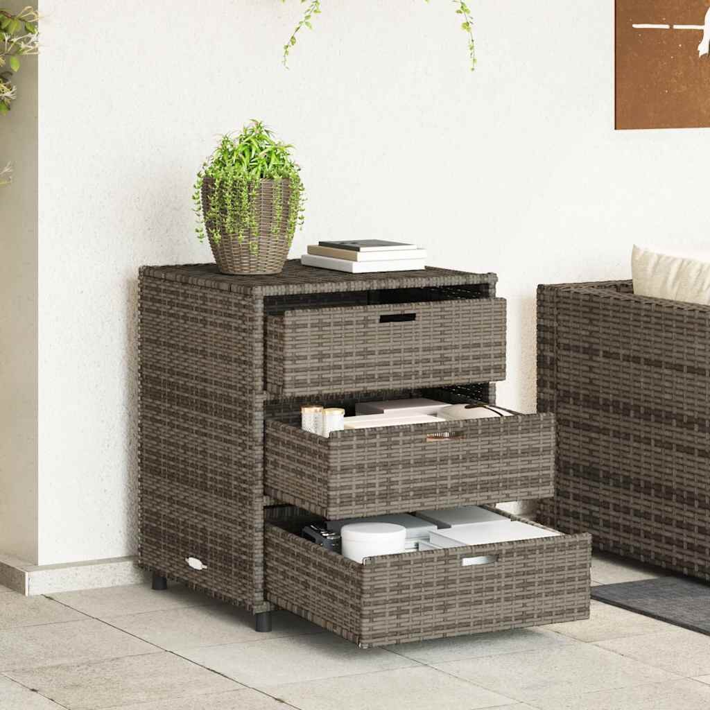 vidaXL Градински шкаф за съхранение сив 55x59x69 см полиратан