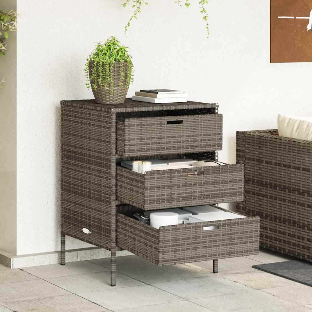 vidaXL Градински шкаф за съхранение сив 55x59x80 см полиратан