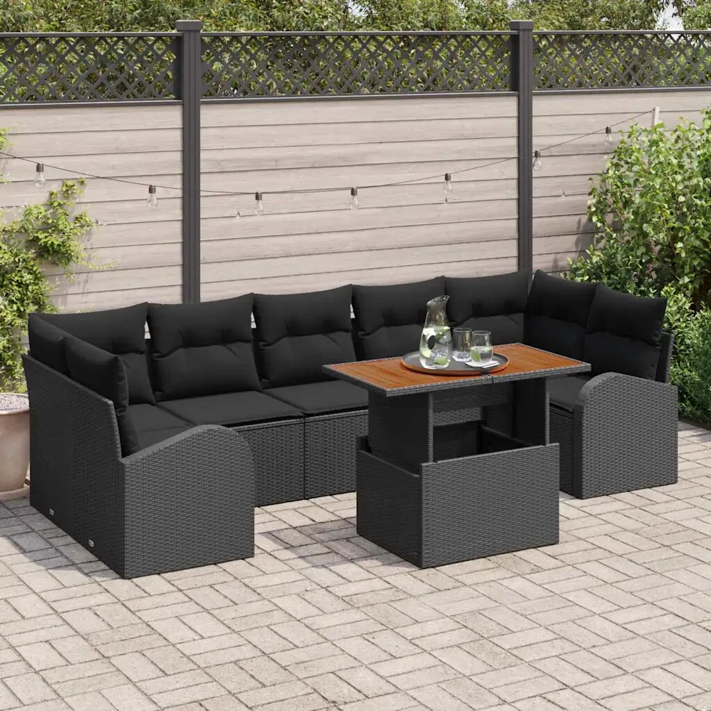 vidaXL Градински Софа Комплект 8 бр. Черно