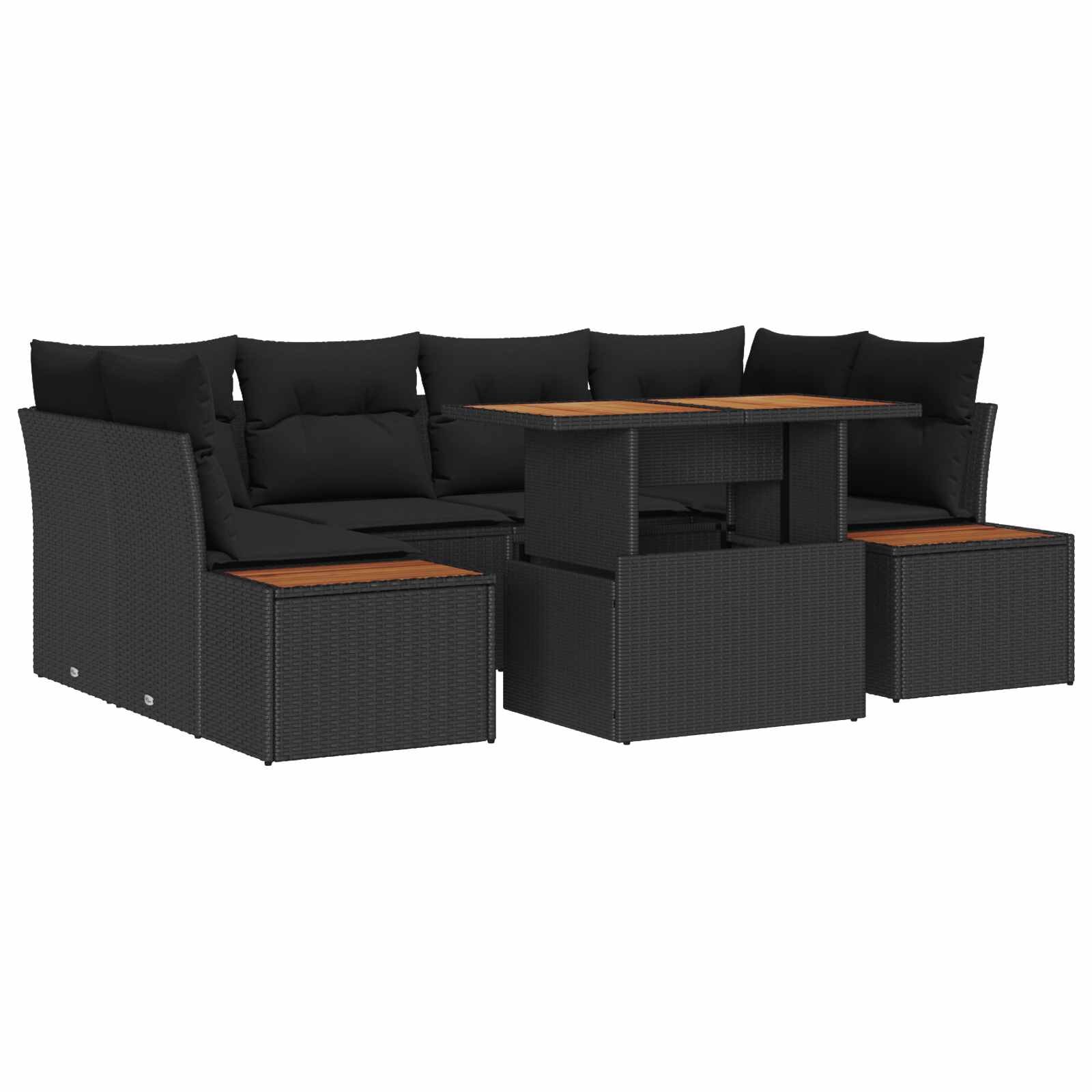vidaXL Градински Софа Комплект 9 бр. Черно 100 x 55 x 73 см