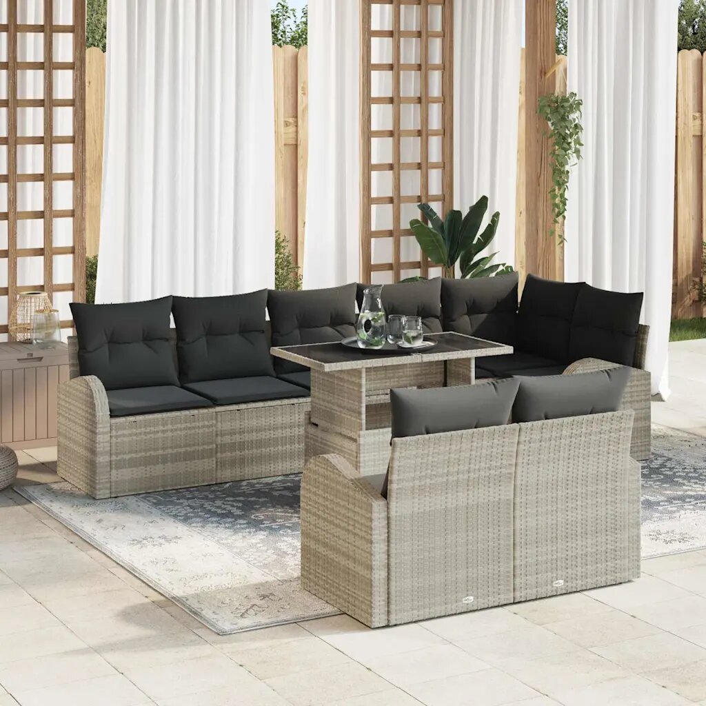 vidaXL Градински Софа Комплект 9 бр. Светлосиво 100 x 55 x 73 см